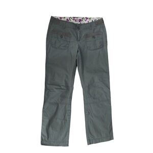 Arizona Jean Co Olive Cargo Capri Pants Floral Waist Women 7 Stretch